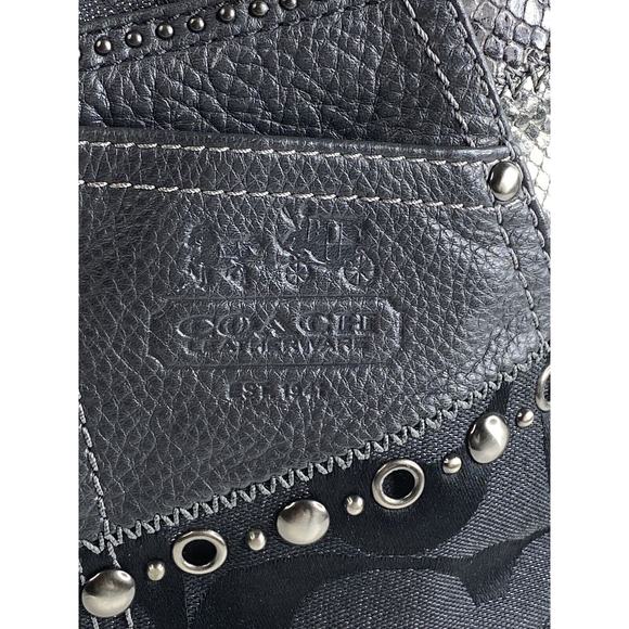 Coach Zoe Patchwork Silver Animal Print Black Gray Purse Suede Model f0873-12901 - Picture 8 of 16